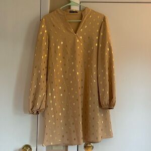 Two tone gold SHEIN dress, quarter length sleeves size Large